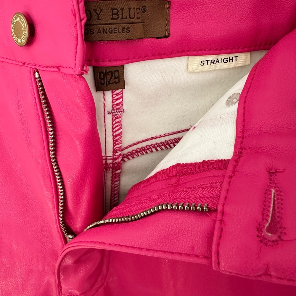 Judy Blue Bright Hot Pink Faux Leather Barbiecore Straight Leg Pants 9/29